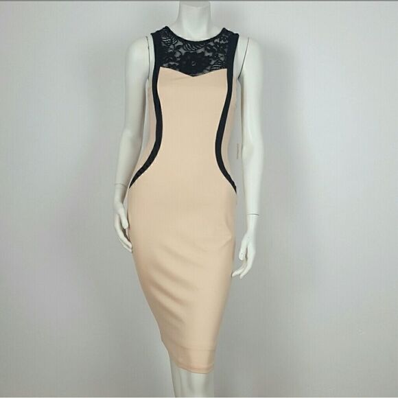 Women's  Midi dress Light Pink /Black By Mystic - Picture 2 of 6